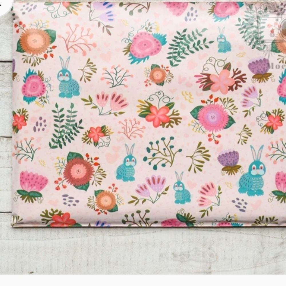 Floral Bunny Mylar Patterned Polymailers Boho Pink 10 Count New Seller